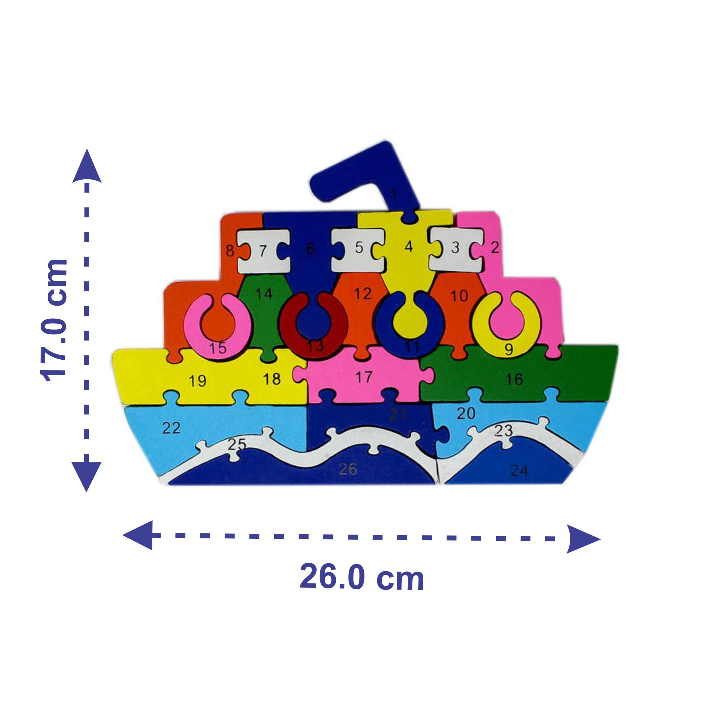 Neotea Wooden Ship-Shaped Colored Alphabet & Number Puzzle | A-Z