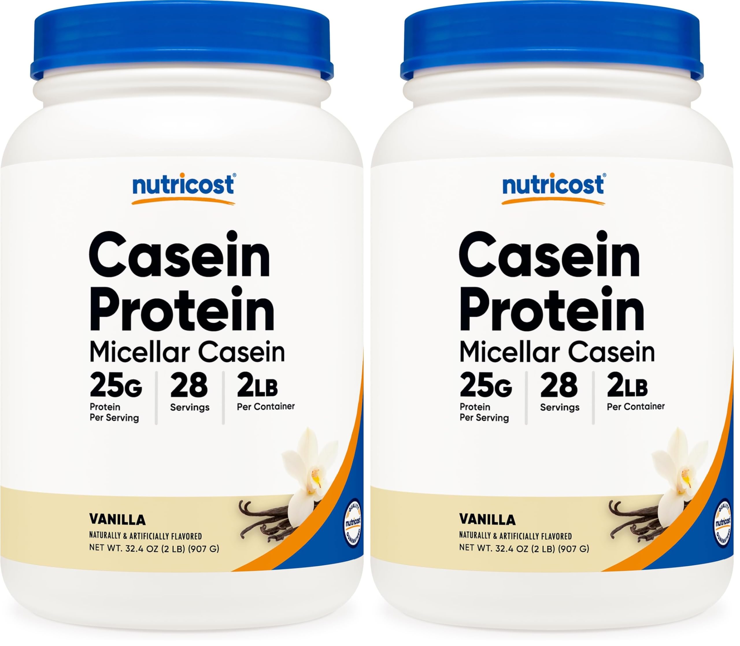 Nutricost Casein Protein Powder (Vanilla) 2LB (Pack of 2) Vanilla 2 Pound (Pack of 2)