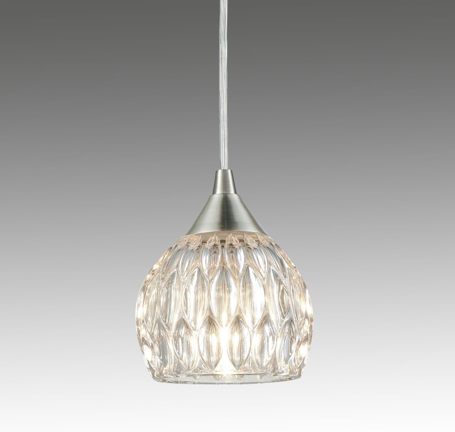 Mordern Clear Glass Kitchen Pendant Chrome Wire Hanging Light Fixture, 1---Light