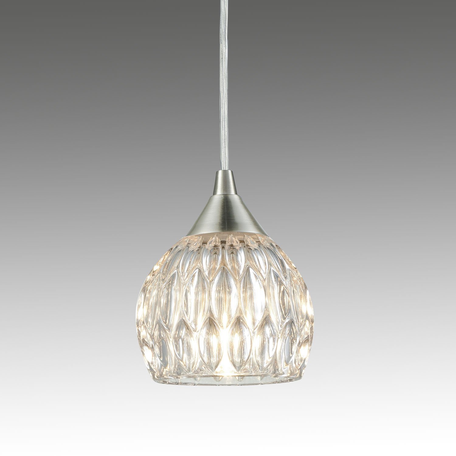 Mordern Clear Glass Kitchen Pendant Chrome Wire Hanging Light Fixture, 1---Light