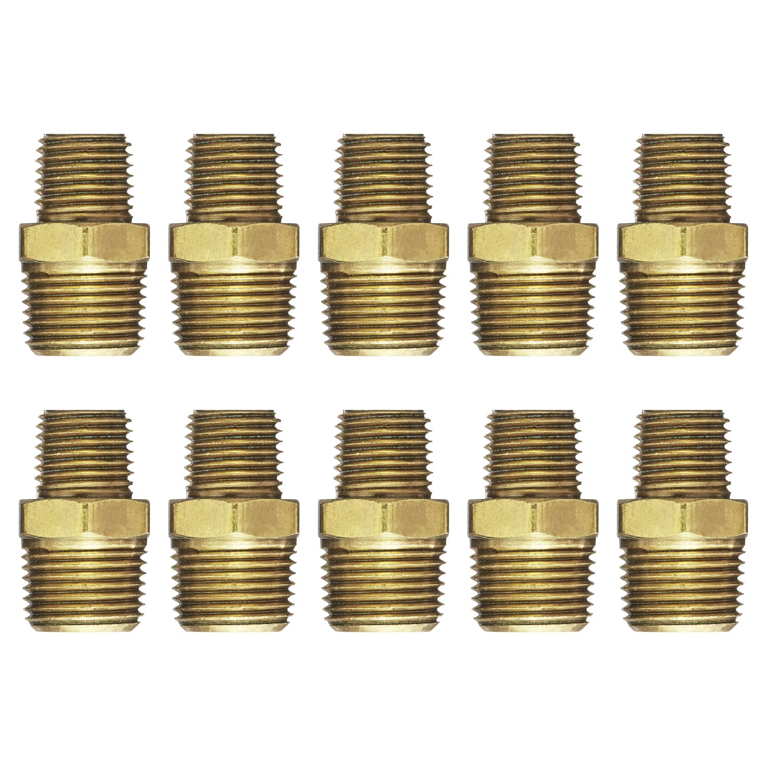 Milton Hex Nipple Hose Fitting, 3/8" MNPT x 1/4" MNPT, Box of 10 (646-1)