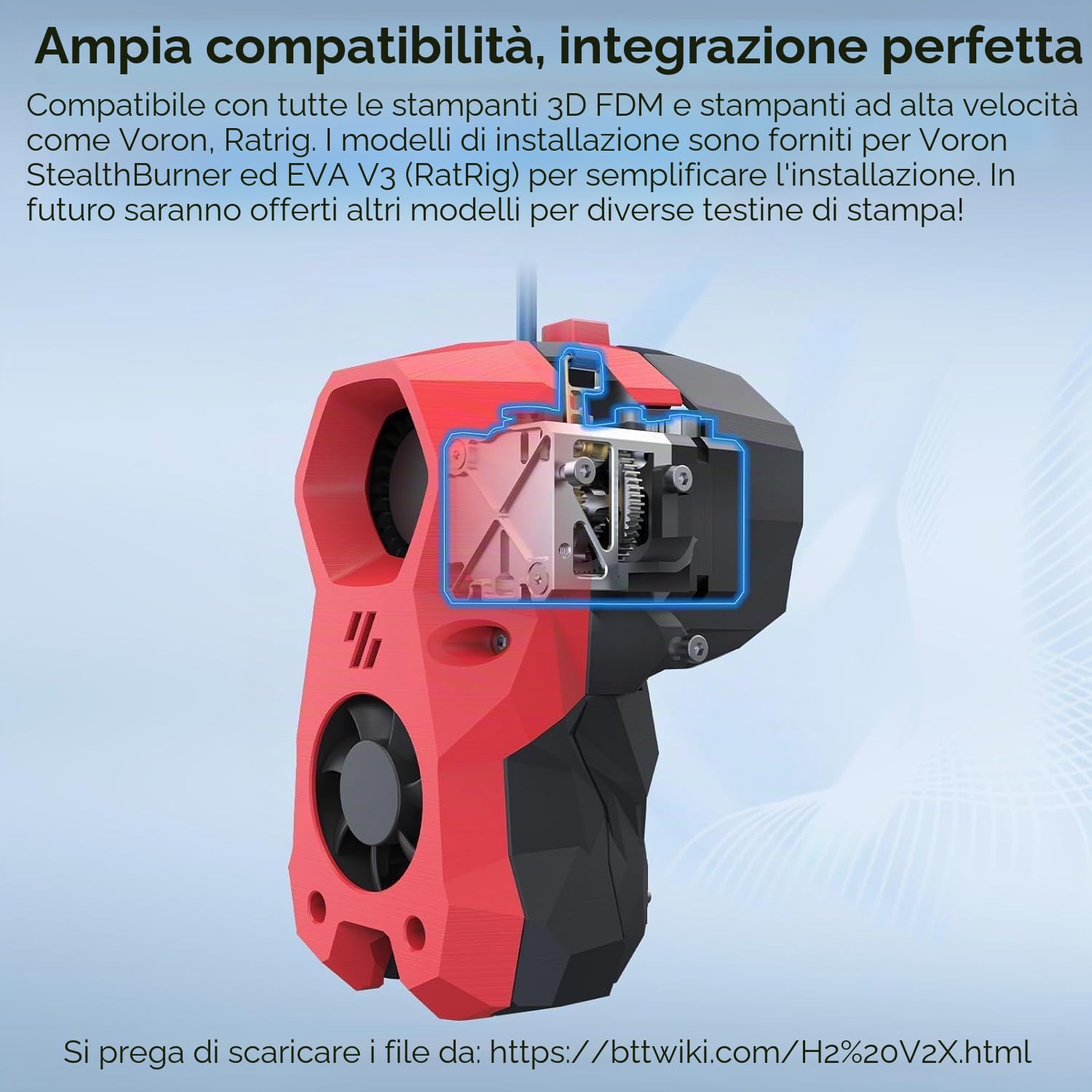 BIQU H2 V2X Direct Drive Estrusore con motore, tutto il metallo CNC Machining Extruder, Lightweight, Dual Gear, per Voron 2.4, Ratrig, Ender-3 V2 3D Printer