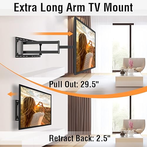 Miniatura 2 de ELIVED Soporte de TV de extensión larga para la mayoría de televisores de 37 a 75 pulgadas, soporte de pared de movimiento completo con brazo largo