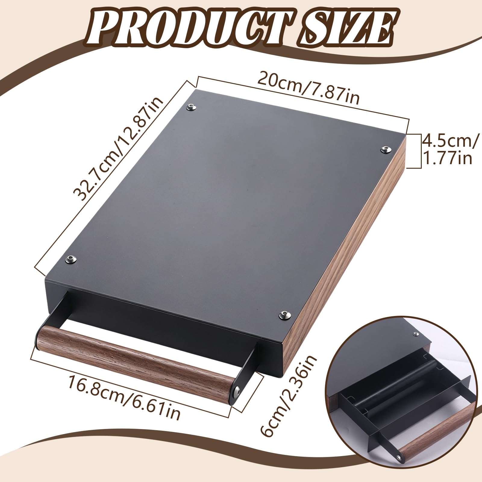 Cajón Para Posos De Café, 32,7 x 20 x 4,5 cm Caja Knocker De Acero Inoxidable Para Portafiltros Con Barra Antigoteo Extraíble Y Asa De Madera De Estilo Para Cafeterías Restaurantes Y Uso Doméstico