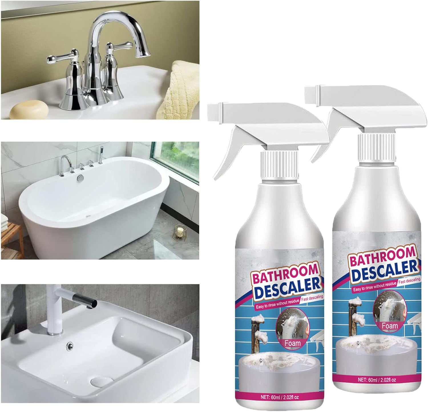 Stubborn Stains Cleaner, Bathroom Descaler Foam Cleaner Spray, Bathroom Descaler