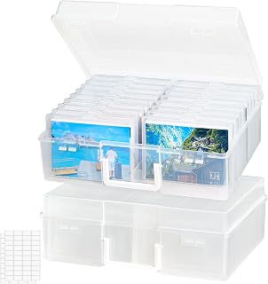 Lifewit Fotoaufbewahrungsbox 10,1 x 15,2 cm Fotoetui, 18 innere Fotohalter, durchsichtige Fotoboxen zur Aufbewahrung, Foto-Organizer aus Kunststoff für Saatgut, Karten, Handwerk, Aufkleber, 2 Stück