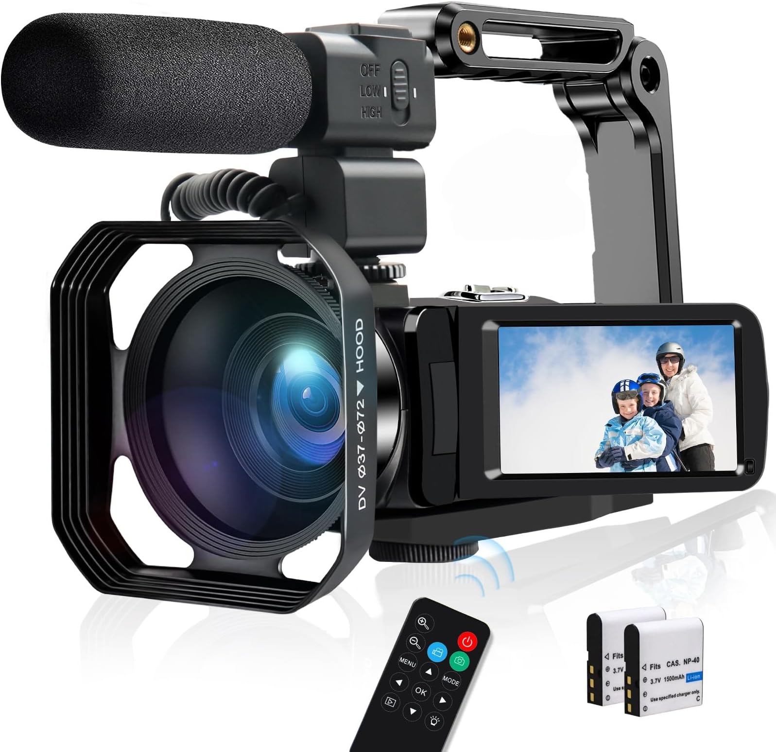 4K Video Camera Camcorder 48MP 30FPS IR Night Vision WiFi Camera Recorder, 18X Digital Zoom 3" Touch Screen Vlogging Camera for YouTube with Microphone, Lens Hood, Stabilizer, Remote Control