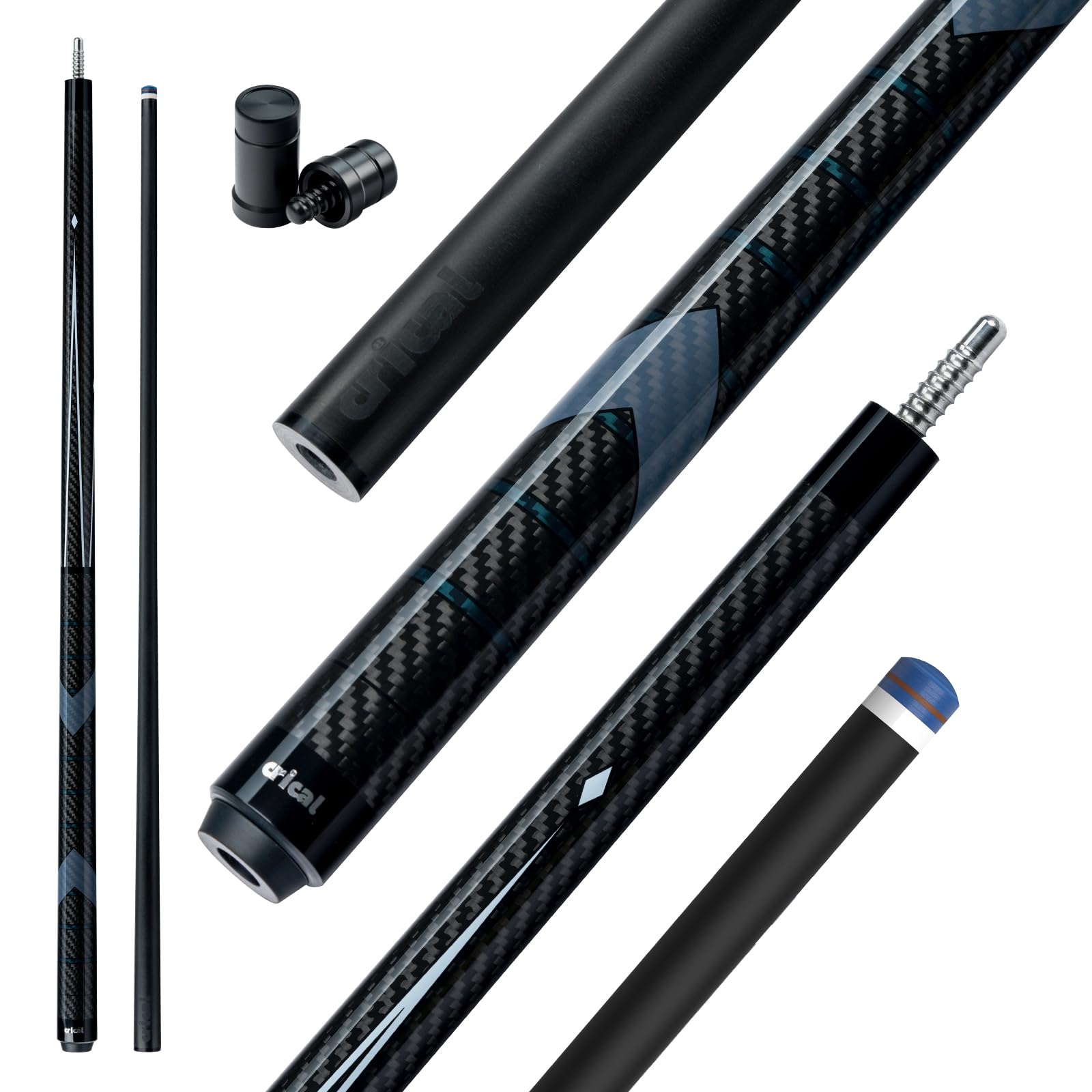 CRICAL Carbon Fiber Pool Cue Stick 58in Low Deflection Billiard Cue