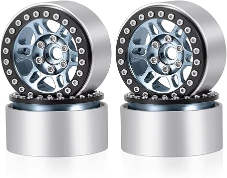 RC Car Accessories for Axial for SCX10 90046 for TRX4 for Bronco for Defender 1/10 RC Crawler Car Parts Aluminum Alloy 1.9 Beadlock Wheel Rim HubGray,4pcs