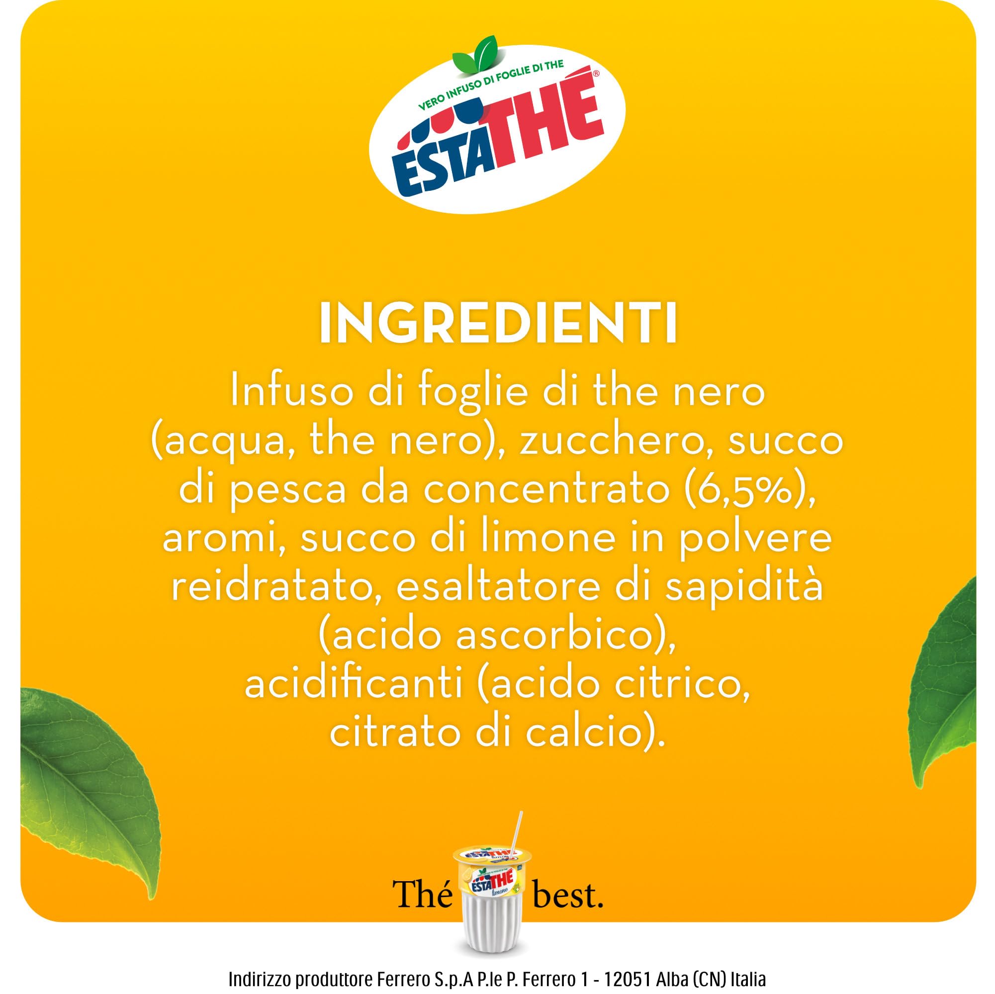 Estathé Pesca - The Freddo con Vero Infuso di Foglie di The e Succo di Pesca, Bevanda Analcolica Senza Glutine, 24 Lattine da 330 ml
