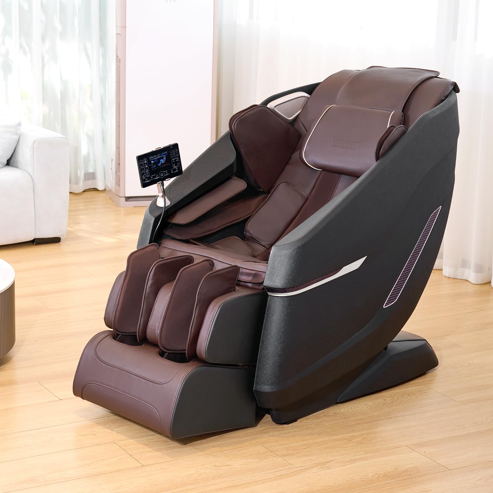 VEVOR Fauteuil de Massage avec Piste SL Flexible, Masseur Shiatsu 3D Complet du Corps, Zéro Gravité, 10 à 18 Modes Automatiques, Chauffage, Haut-Parleur Bluetooth, Coussin d’Air, et Écran Tactile