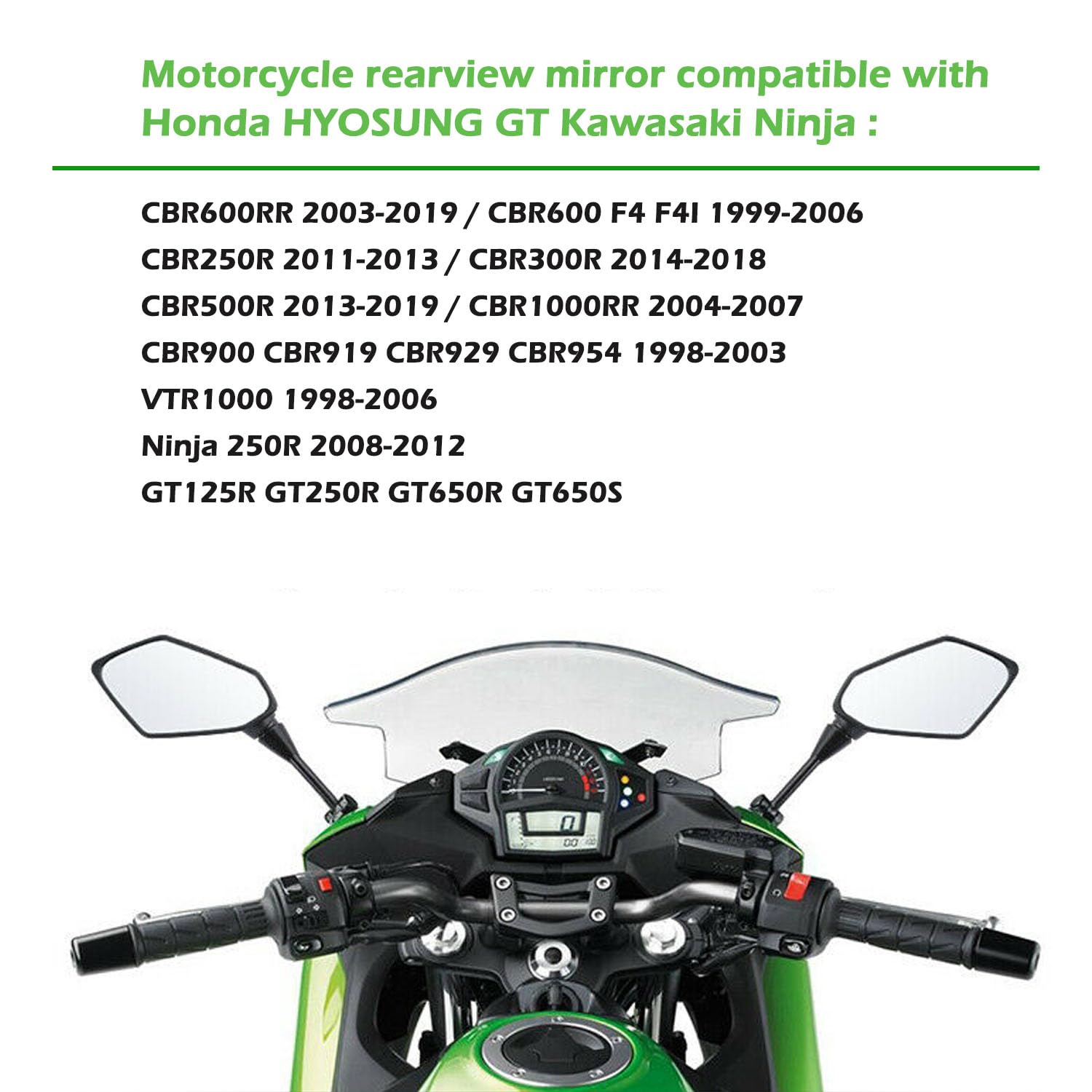 Specchietti Moto E57 Omologati, Universale Moto Specchietto Retrovisore per CBR600 CBR900 CBR1000 F4 HYOSUNG GT125R GT250R GT650R GT650S ecc