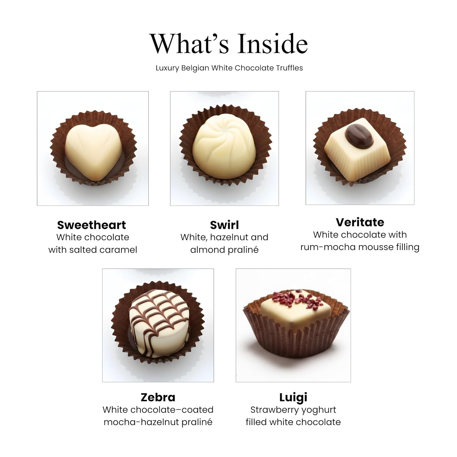 ANDY ANAND CHOCOLATIER Luxury Belgian White Chocolate Truffles - Handmade Assorted Chocolate Flavors - Gourmet Collection Belgian Chocolate with Delectable Ganache - Choclate Gift Box (25 Pcs)