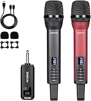 Vista 8 de 4 Micrófonos Inalámbricos Recargables, Sistema de Micrófonos de Mano Inalámbricos Profesionales con Control de Eco, Aguda, Bajo y Volumen