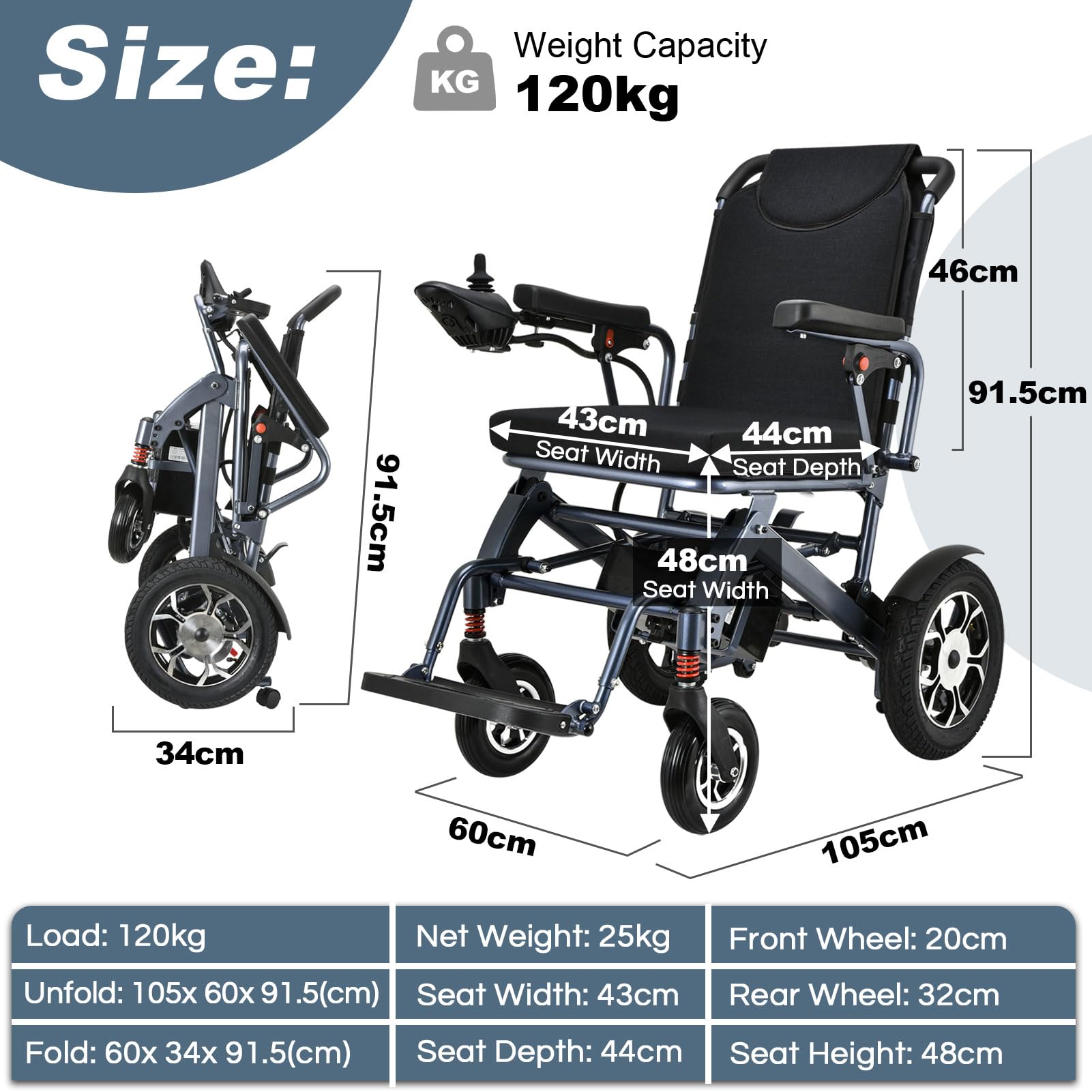 Schwierige Intelligente Leichte, Faltbare Elektrische Rollstühle, Kompakter Stromrollstuhl, Tragbares Klapptransport - Langlebige Rollstühle, Mobilitätshilfe, All Terrain - Rollstühle
