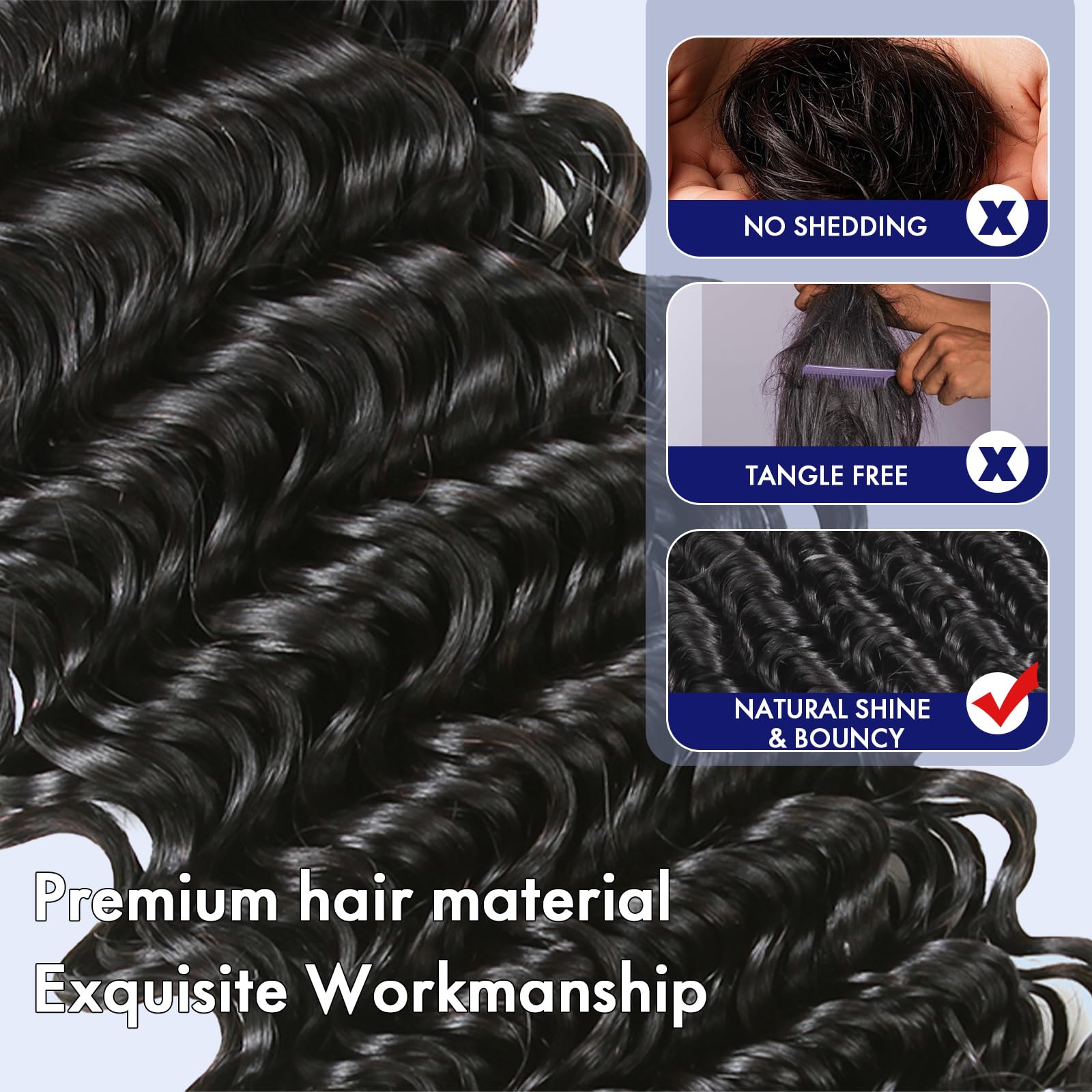 Luxurious Raw Human Hair Bundles 16”, 18”, 20” Amazon.com : Beauty Queen Brazilian Straight Human Hair  main image 4