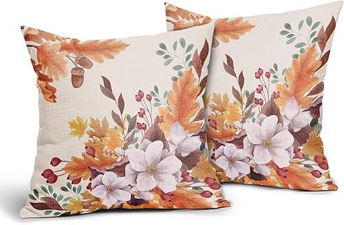 Miniatura 9 de aportt Juego de 2 fundas de almohada de hojas de eucalipto verdes de 18 x 18 pulgadas, para primavera y verano, para sofá, estilo granja, acuarela,