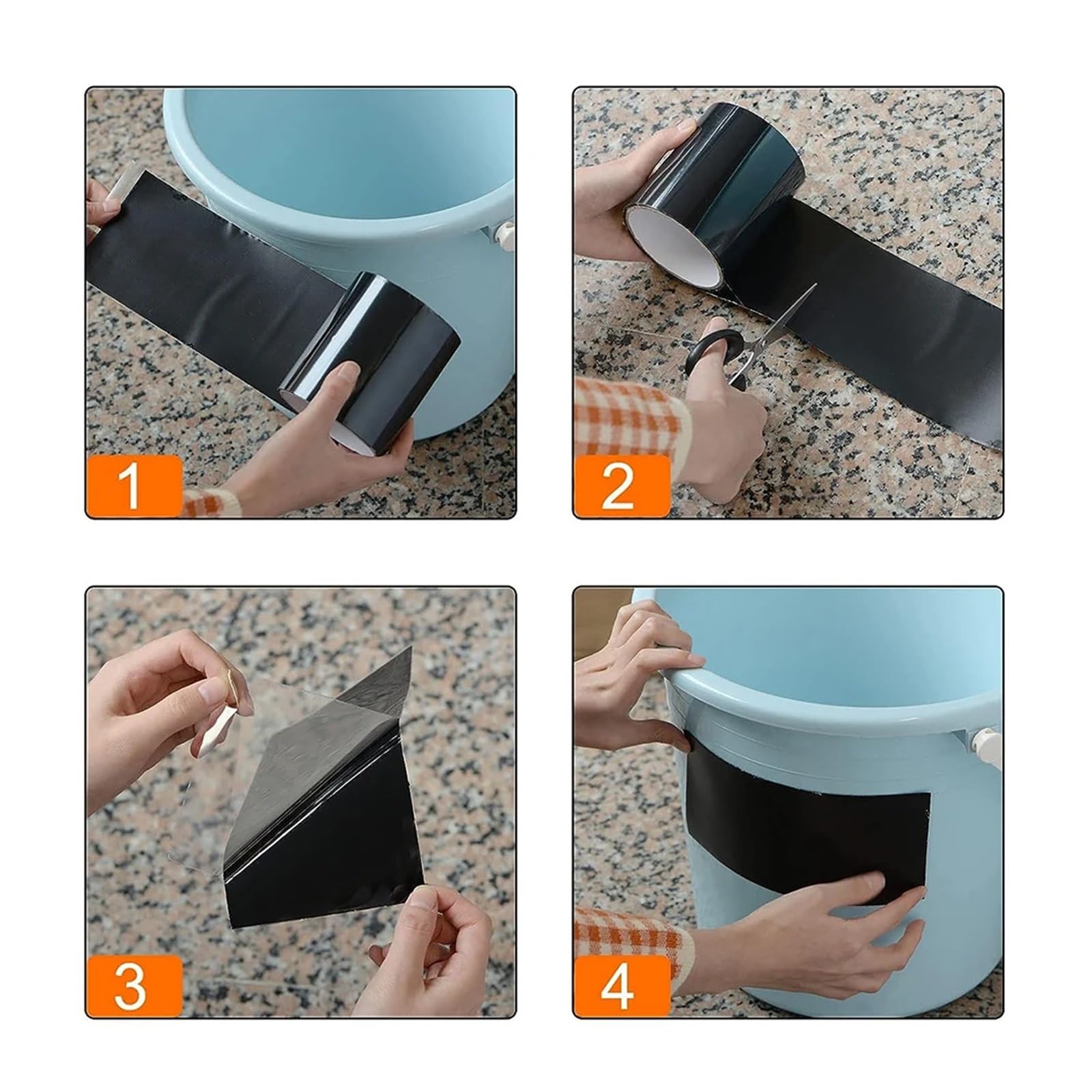 Cinta selladora impermeable Sellador para baños Cinta Reparadora Multicolor 1.5m 5-30cm Ancho(Black,20cmx1.5m)