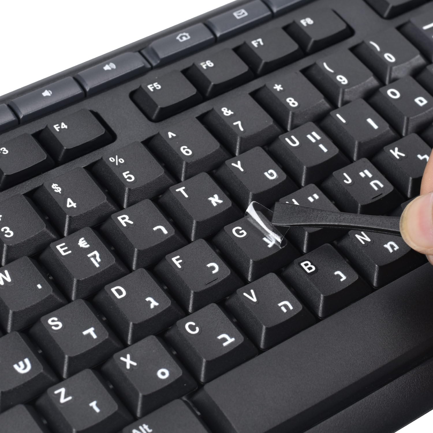 Photo 1 of 2PCS Hebrew Keyboard Letter Stickers with Tweezer - 3D Keyboard Letters Replacement Sticker, Borderless Characters for Laptop Notebook Computer PC Desktop Keyboard, Peel-Off Film, Leave Letters