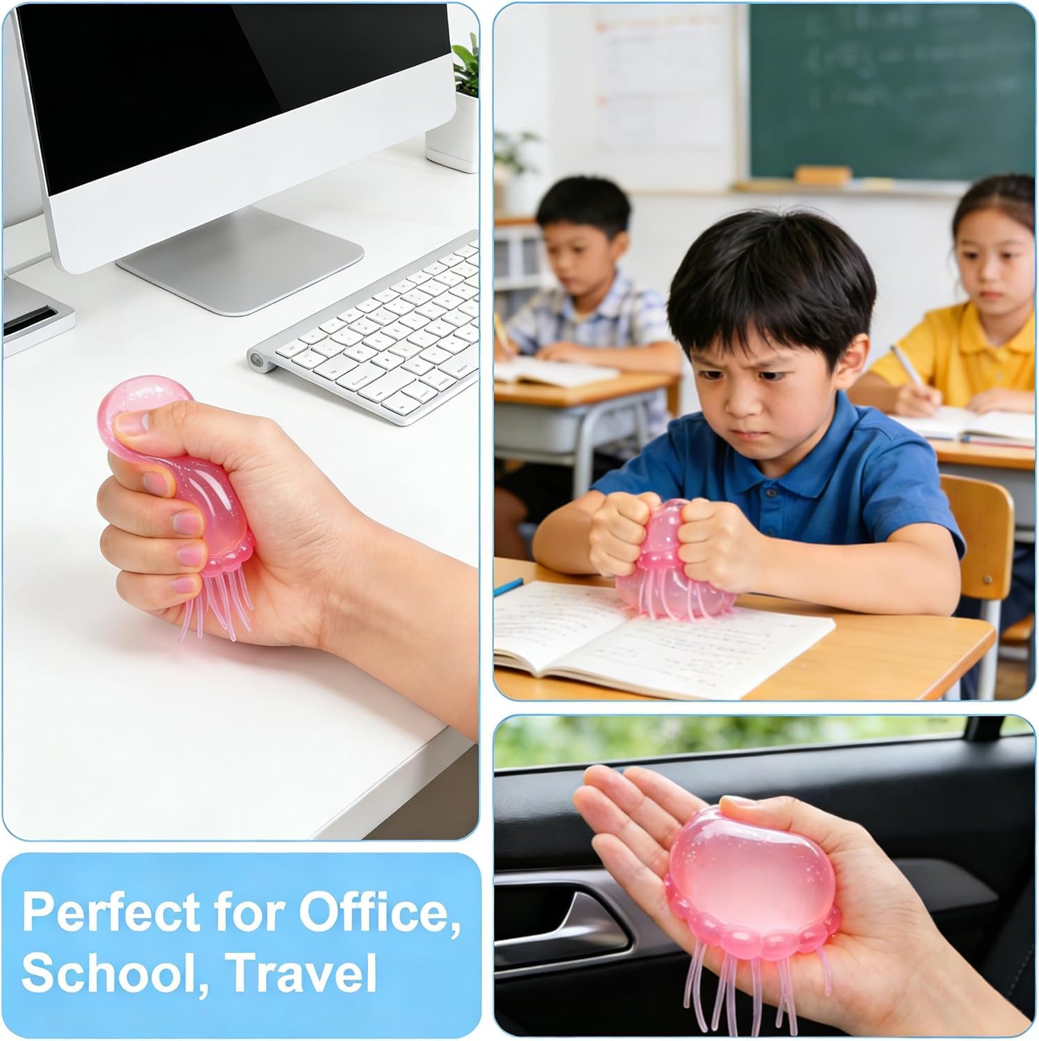 Jellyfish Squishy, Jellyfish Squeeze Stress Ball, Ice Squeeze Cube-Drop Malt Sugar Balls Sensory for Anxiety Stress Party Favors (3PCS) — view 7