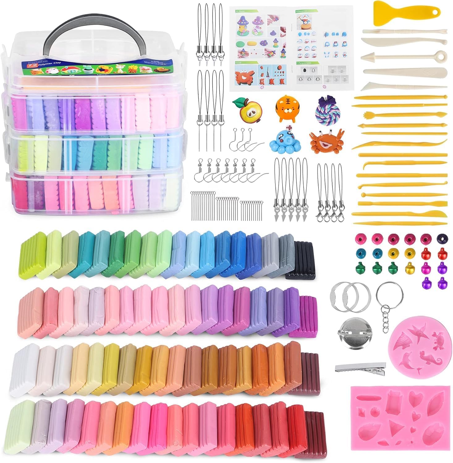Aestd-ST 72 Colors Polymer Clay Kit for Kids & Adults - Non-Stick Oven Bake Modeling Clay, 20 Sculpting Tools, 82 DIY Accessories