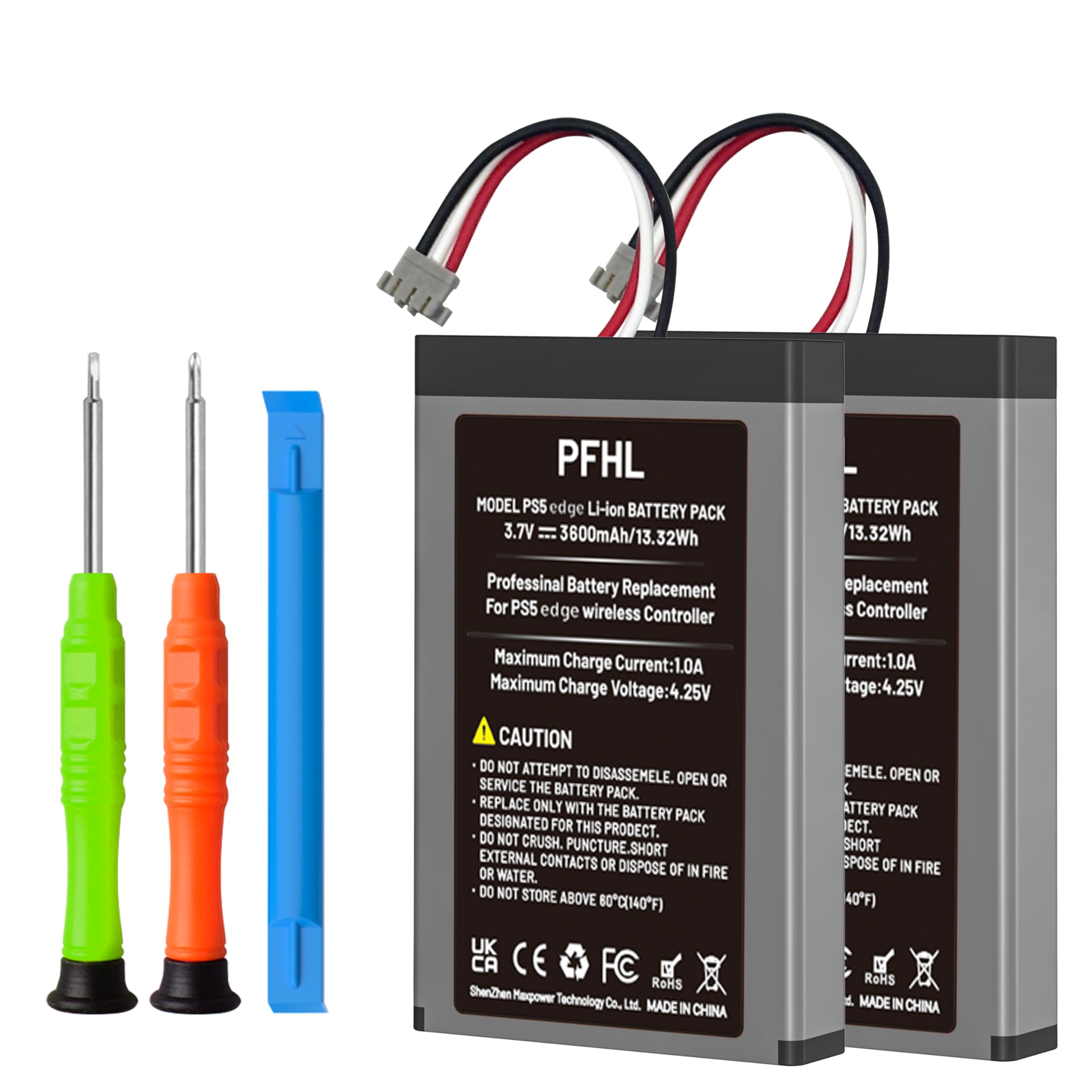 Confezione da 2 batterie per controller PlayStation Dualsense Edge (2026), 3600 mAh, batteria ad alta capacità per PS5 Dualsense Edge con kit di strumenti di riparazione