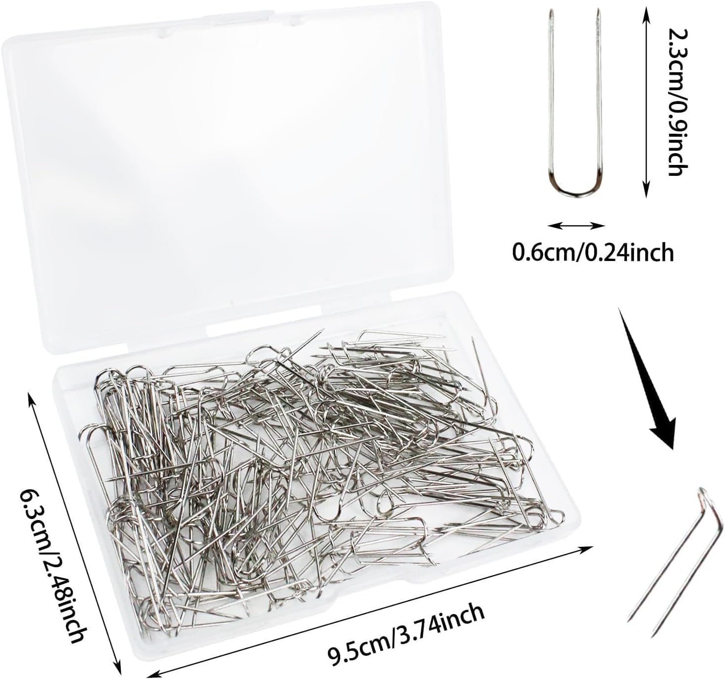 150 Pcs U-Shaped Bifurcated Needle Stainless Steel Quilting Sewing Double Stop Needle Jewelry Display Craft Decoration Fabric DIY Fixator (23mm)
