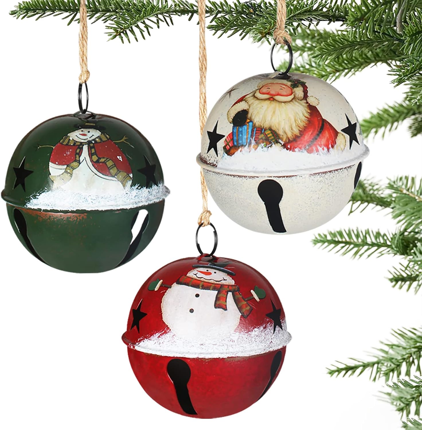Partybus Metal Christmas Tree Ornaments 6 Pack, Small
