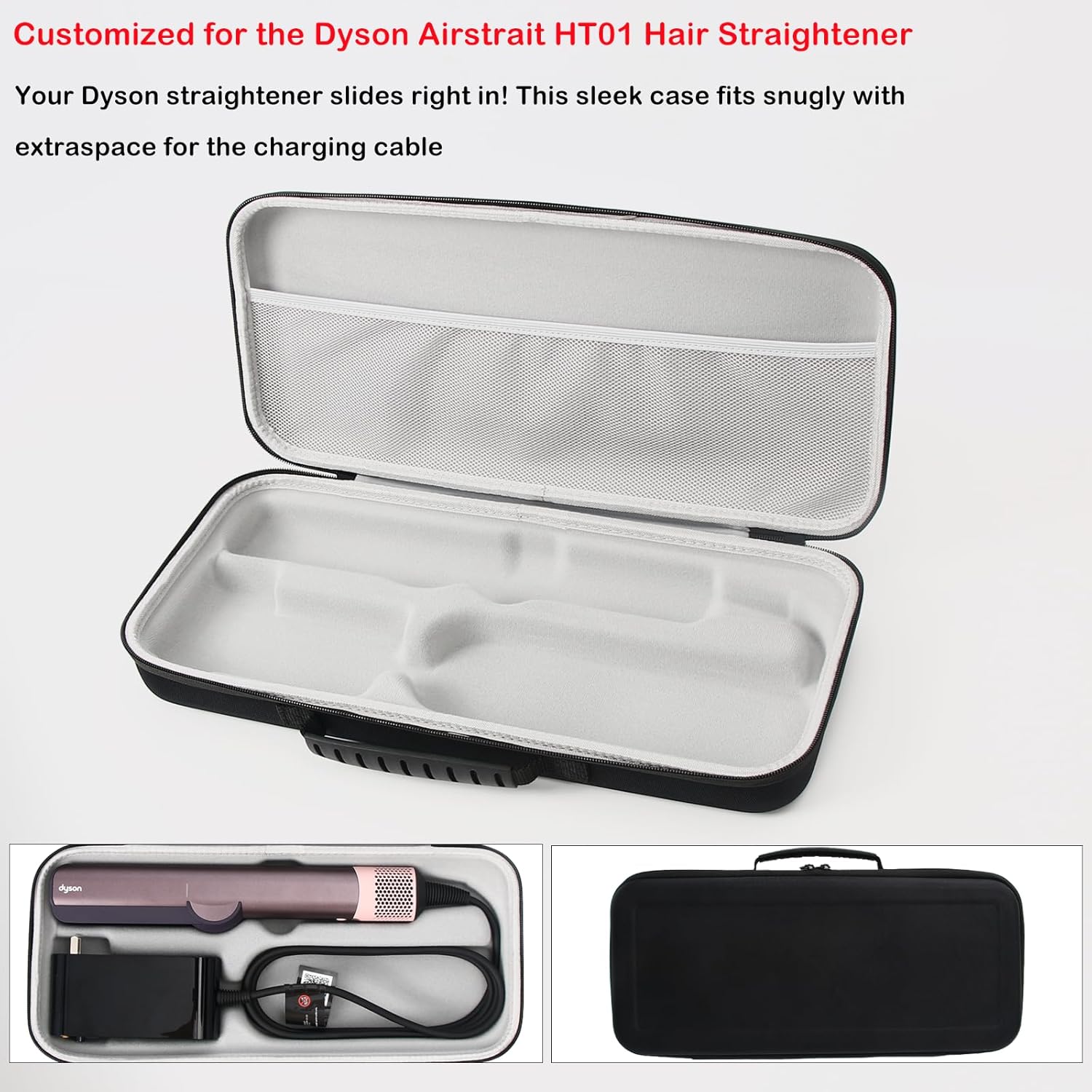 Hard Travel Case Compatible with Dyson airstraight HT01 Hair Straightener & Power Supply, Waterproof and Shockproof Storage caryying case