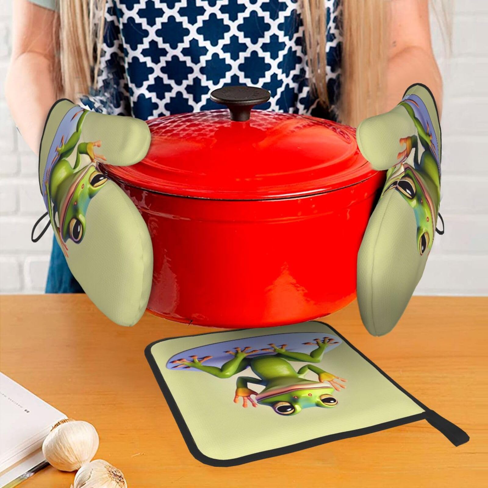 Lustige Frosch Yoga Ofenhandschuhe - Silikon Grillhandschuhe Bis 260°C
