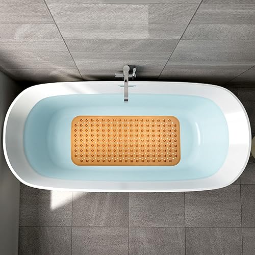 Miniatura 5 de YINENN Tapete para ducha y bañera, antideslizante y sin látex, con ventosas, lavable a máquina, con agujeros de drenaje (31 x 15.5 pulgadas, color