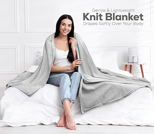 Miniatura 3 de Utopia Bedding Manta de punto tamaño Queen (90 x 90 pulgadas, gris frío) 250 GSM, suave, jaspeado, ligera, transpirable, para sofá, cama y sofá