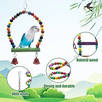 Amazon | インコ おもちゃ 10点セット 吊り下げ 木製 ブランコ はしご