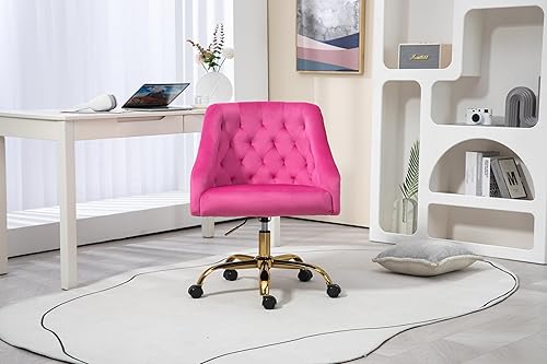Miniatura 8 de ZOBIDO Cómoda silla de trabajo para la oficina en casa con ruedas, bonita y moderna tapizada de terciopelo con respaldo de concha, silla de
