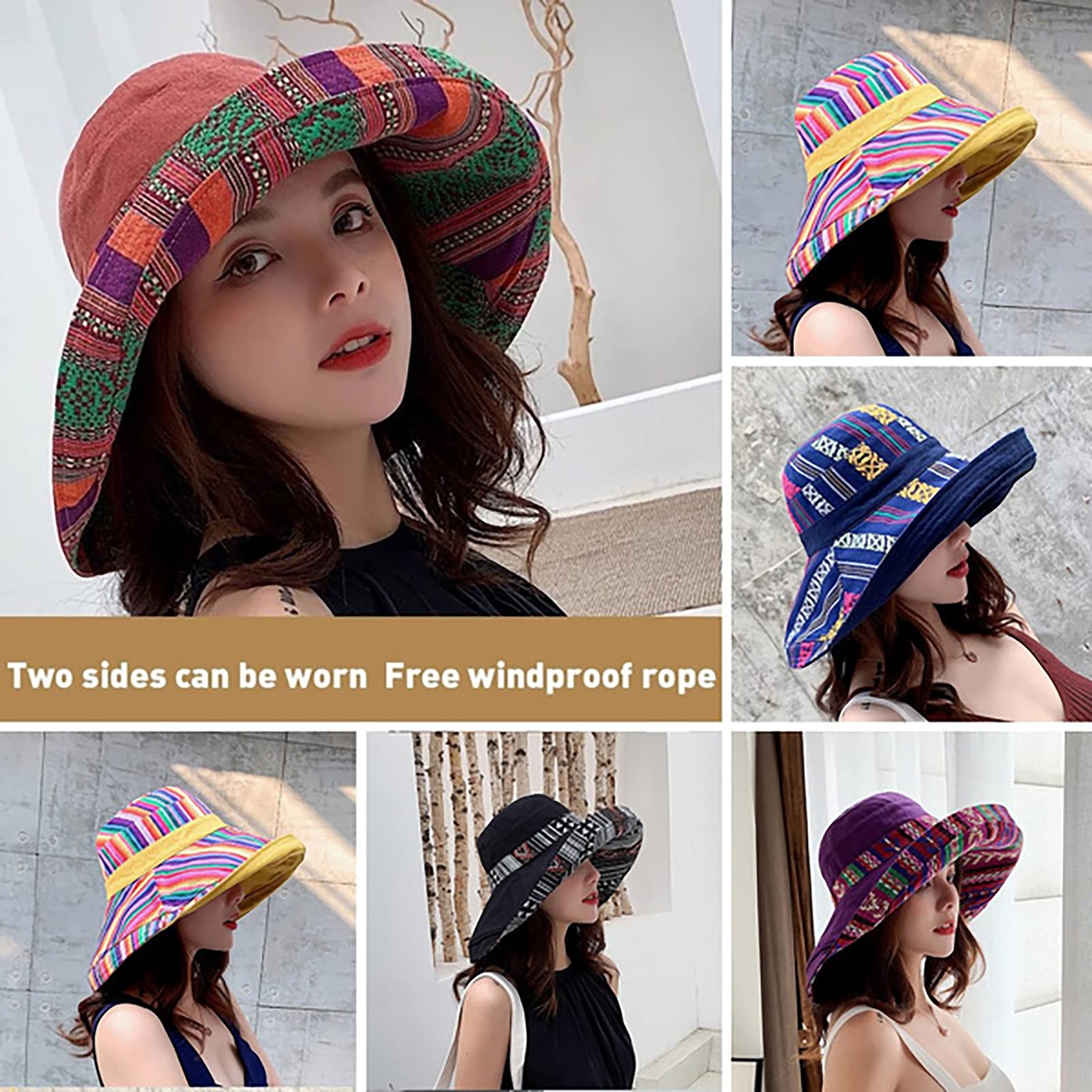 2 Bobs Réversibles Femme - Chapeau De Pêcheur Léger Pour Plage, Voyage Et Ville