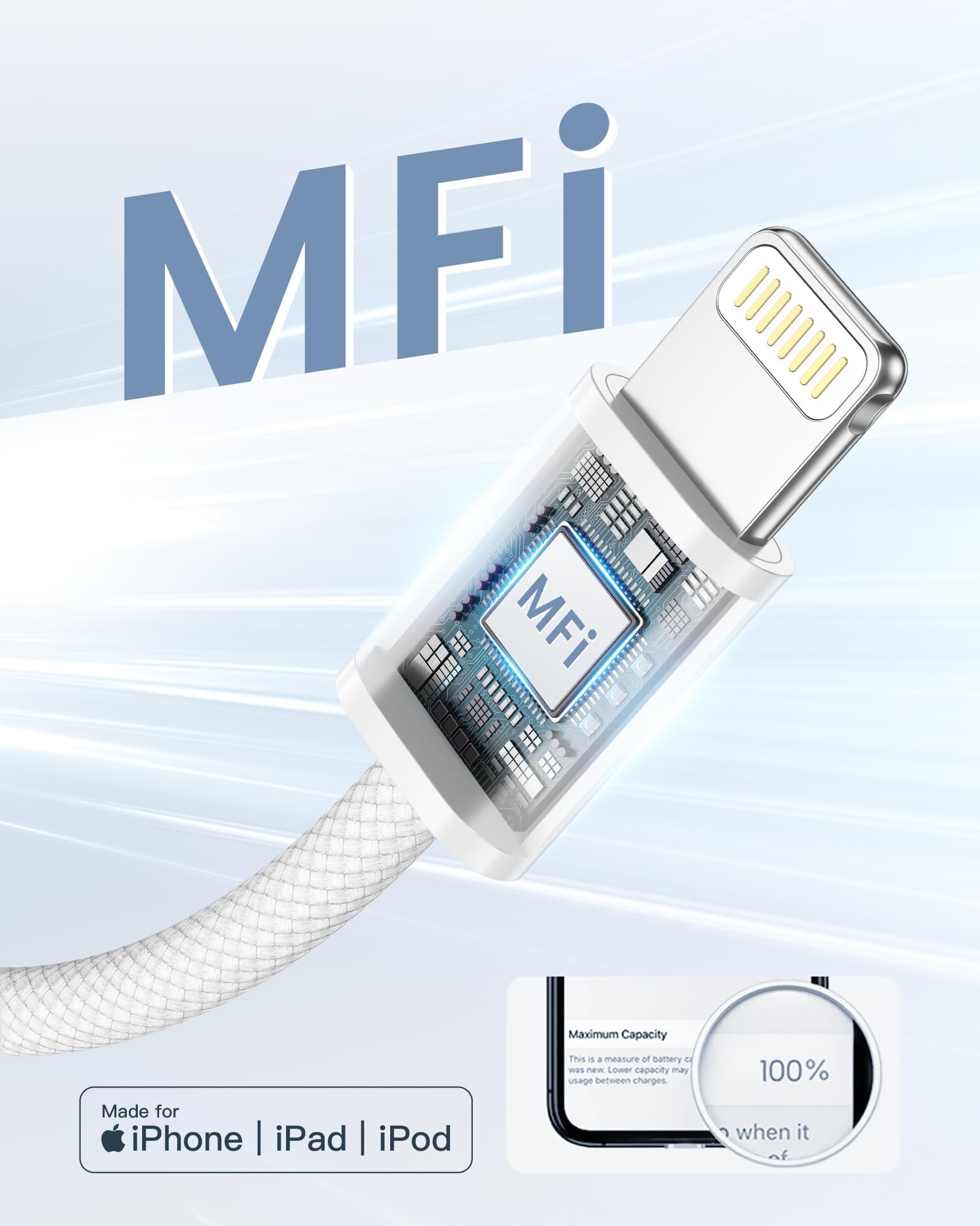 Câble USB C vers Lightning 1M, Certifié MFi Cable iPhone USB C Charge Rapide PD Chargeur iPhone Cable USBC Lightning pour iPhone 14 13 12 11 Pro Max/Mini/14 13 12 11 XR XS X 8 Plus 8 SE2020