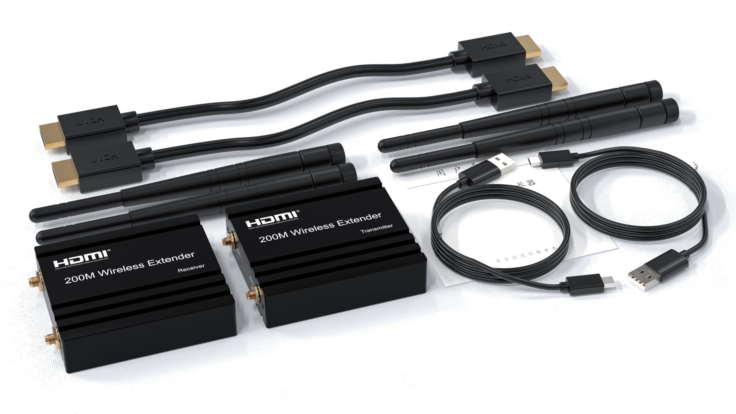 PremiumCord HDMI Extender Wireless Fino a 200 m, Full HD 1080p, HDMI 1.3, HDCP 1.3, Custodia In Metallo