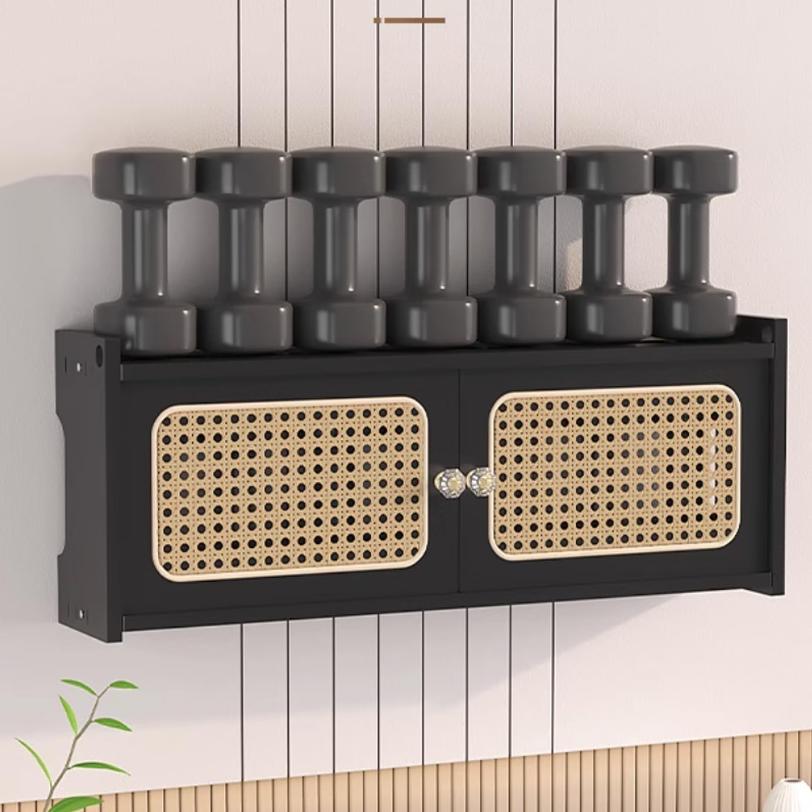 Murale pour Routeur WiFi, Boîte de Rangement pour Routeur, Étagère en Rotin for Routeurs Peut Être Utilisé for Couvrir Les Boîtiers Électriques(Nero,L23.6xW4.5xH9IN)