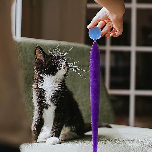 Foto 5 de 6 de SHENGSEN Bouncy Tails Juguetes para gatos, paquete de 5, gusano mágico con bola de juguete para gatos