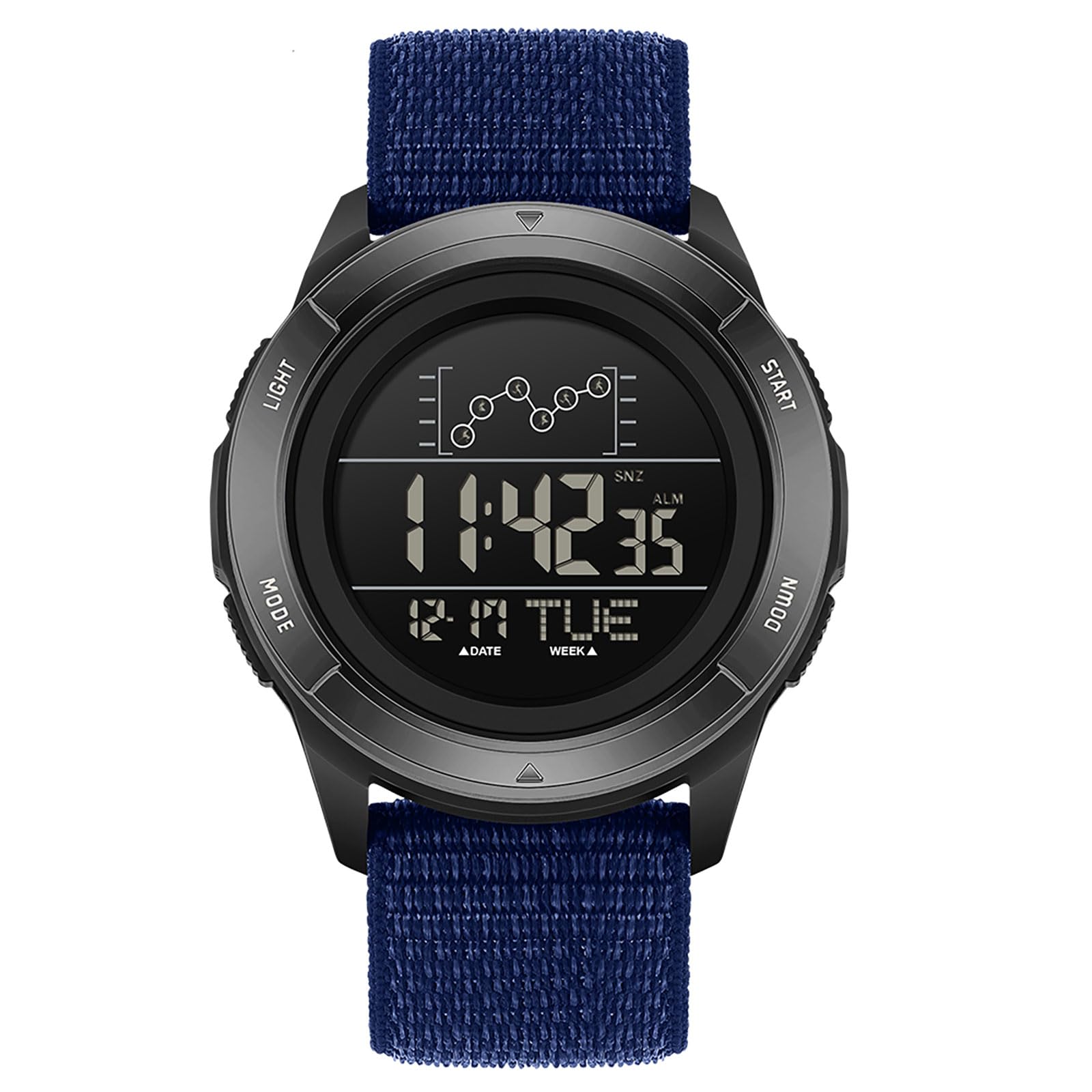findtime Reloj digital para hombre, para exteriores, color rojo, resistente al agua, 5 ATM, con cronómetro, cronómetro, cronógrafo, iluminación LED, alarma, fecha, indicador de fecha, diseño de banda