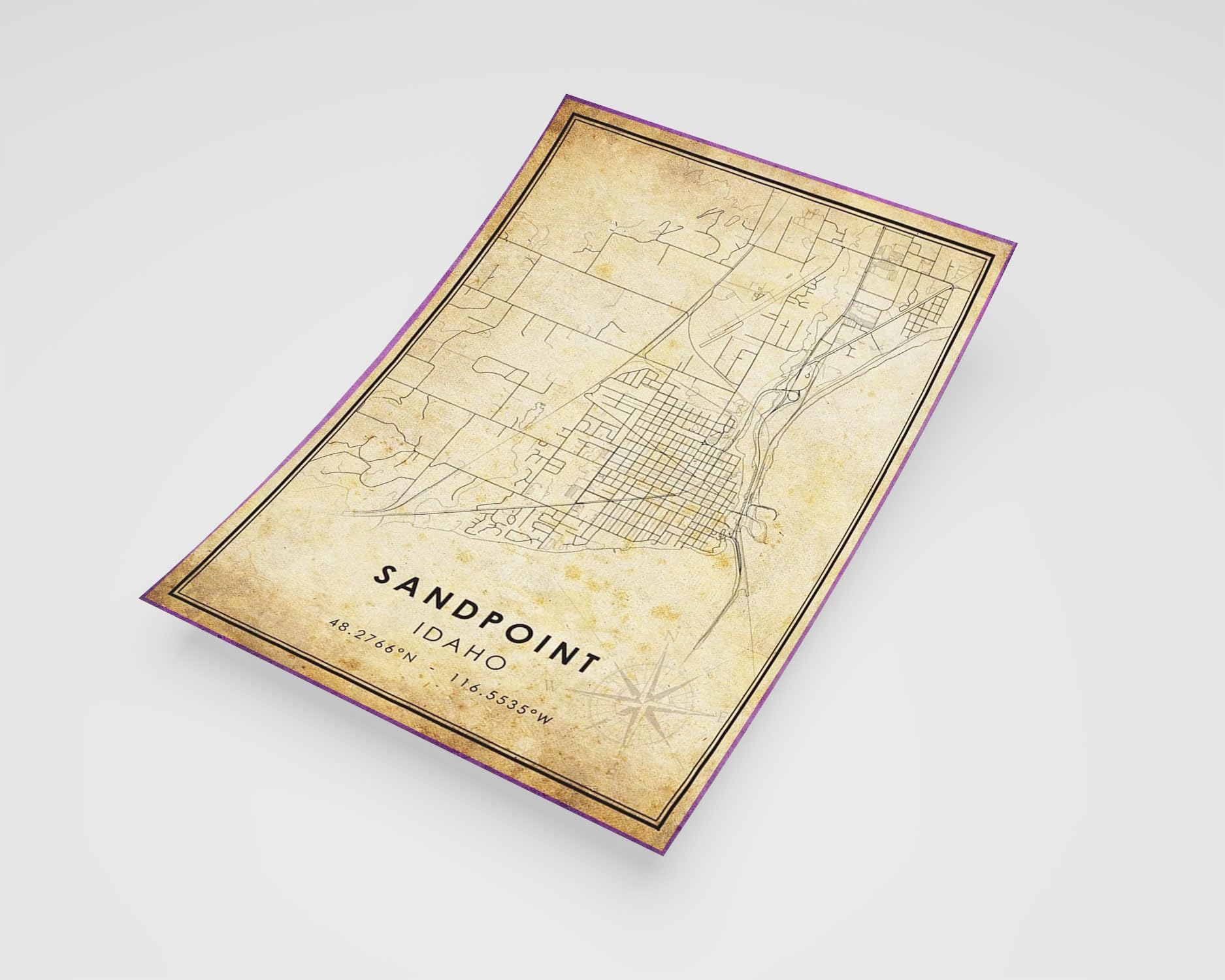 MG Global Rustic Poster of Sandpoint Idaho | 11x17 12x18 16x24 24x36 Vintage Unframed Print | Antique Hometown City Wall Art for Gift | Home Office Decor
