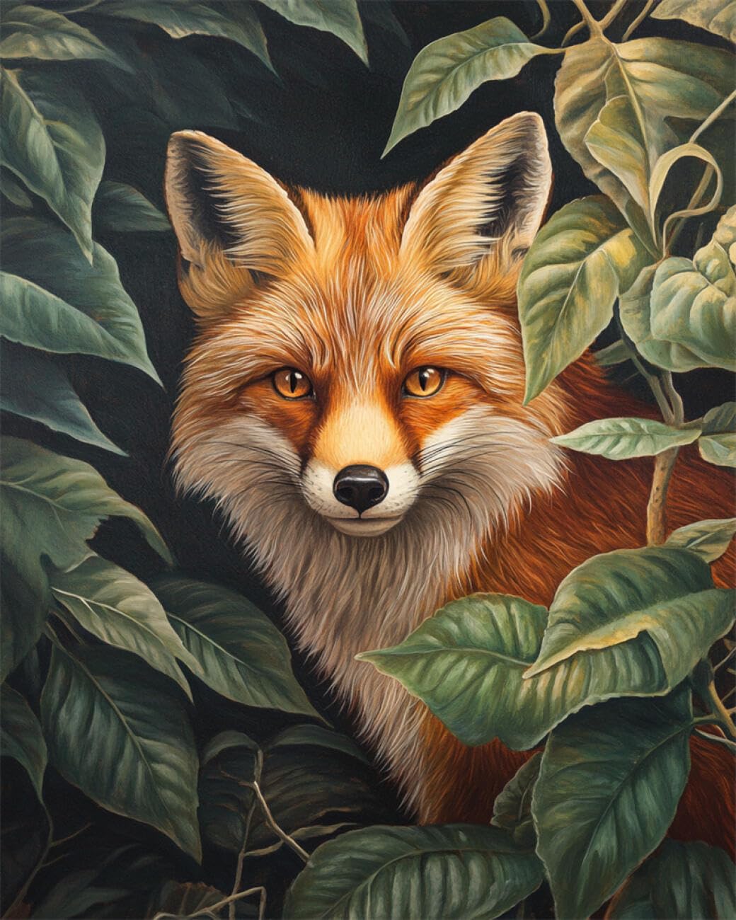 RKFLGEW DIY Seed Bead Embroidery Kits Fantasy Fox 30x40cm