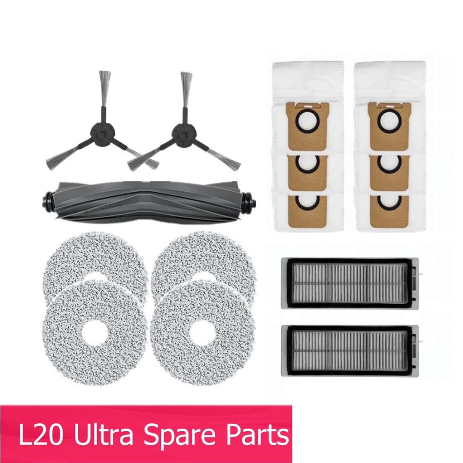 Główna szczotka boczna odkurzacza, pasująca do Dreame Bot L20 Ultra X20 Pro akcesoria robotów pokrywa części filtr szmatka do mopa szczotki próżniowe i filtr(Parts Pack 2)