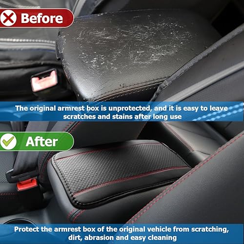 Miniatura 5 de Almohadilla para reposabrazos de automóvil, de piel sintética, para consola central de automóvil, funda de asiento para reposabrazos automotriz para