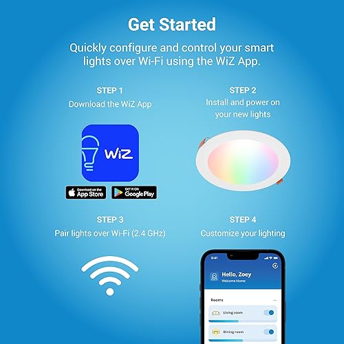 Miniatura 8 de HALO Downlight LED Empotrado Sin Caja Inteligente Wi-Fi Delgado de 4" Alimentado por WiZ Pro, Regulable de Color Completo con Integración de Hogar