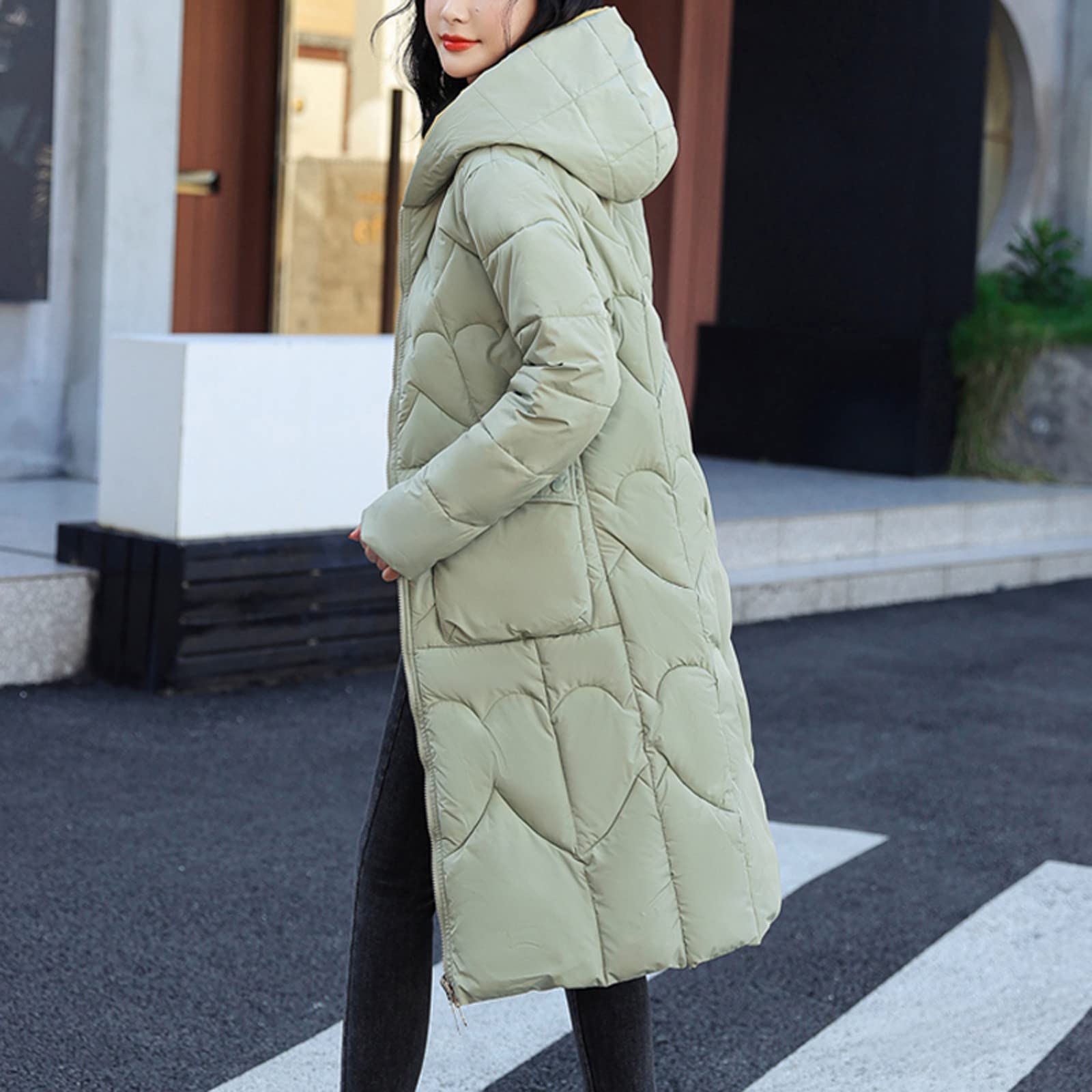 Cappotto Da Donna Casual Solido Con Cappuccio, Tasca Reversibile, Cerniera, Manica Lunga Giacche Per Correre Parka Invernale Trench Corto Piumini Invernali Piumino Autunno Giubbotto