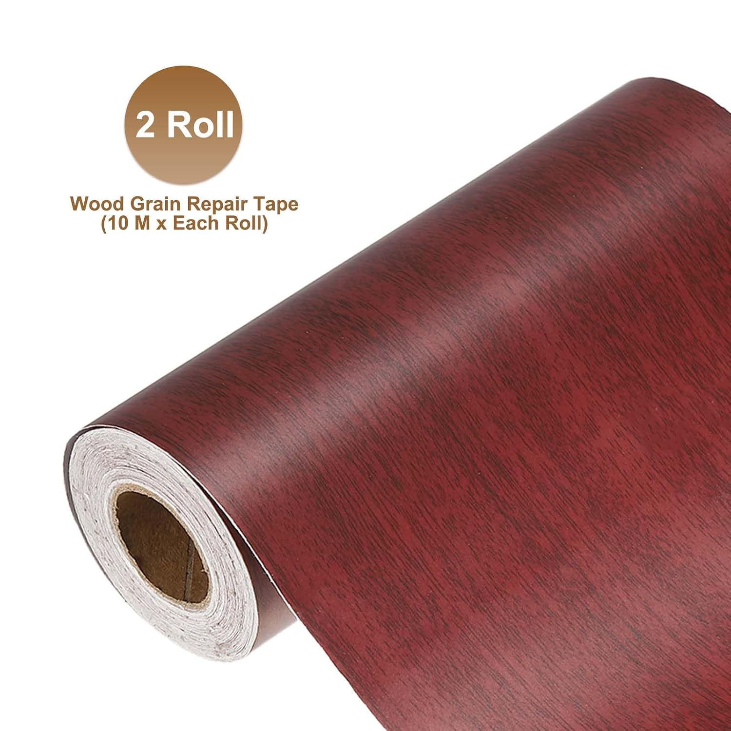 PATIKIL 6 Inch x 66ft Wood Grain Repair Tape, Self Adhesive Realistic Textured Repair Tape Patch for Floor Door Table Cabinets Desk, Red Walnut