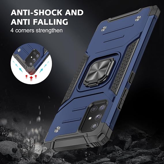 Dionsibei for Samsung Galaxy A71 5G Case Military Grade Built-in Kickstand Case with Stand Holster Armor Heavy Duty Shockproof Cover Protective Case for Galaxy A71 5G Phone Case (Blue)