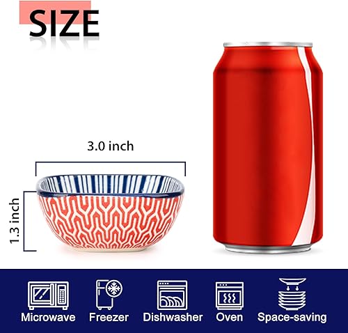 Miniatura 2 de KitchenTour - Juego de 6 cuencos de cerámica para salsa de soja de 3 onzas, cuencos para salsa de porcelana para condimentos, ketchup, soja,