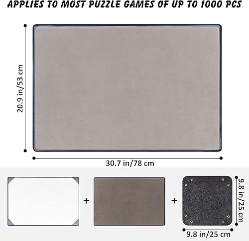 Miniatura 6 de Tektalk Tablero de rompecabezas con 6 bandejas de clasificación, tapete portátil para rompecabezas con cubierta a prueba de polvo para